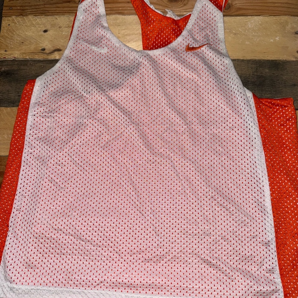 Nike White and Orange Mesh Tank